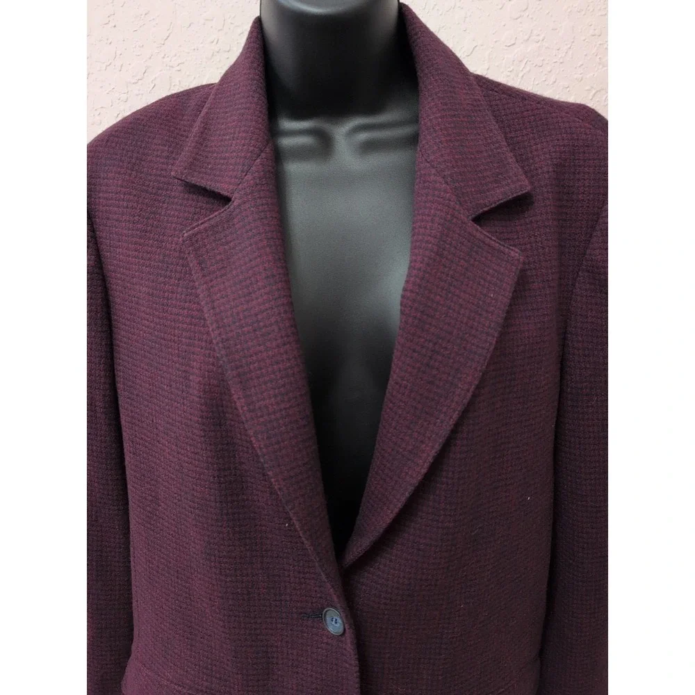 Vintage Dalton Plaid‎ Pure Virgin Wool Coat Blazer Houndstooth Size 14 With Tags